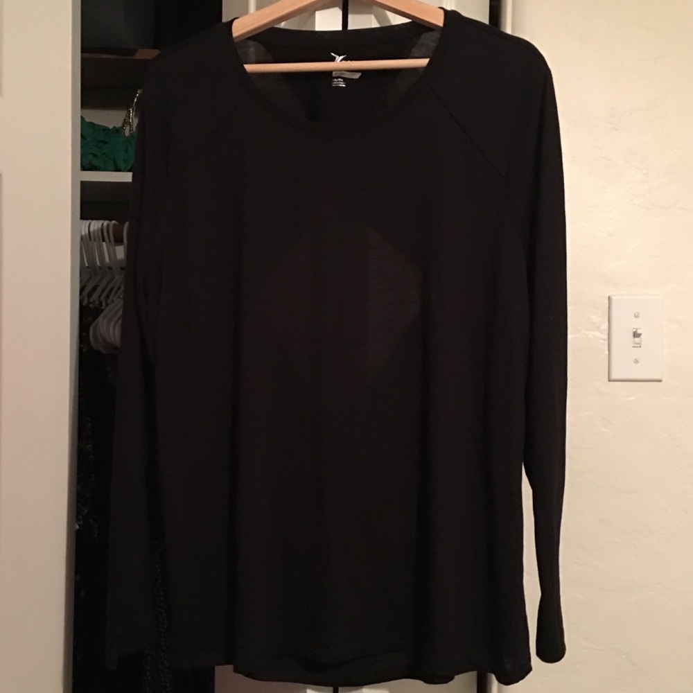 Black open back long sleeve workout active top